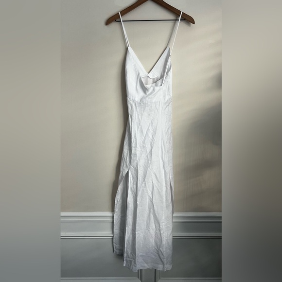 J Crew Cross Back Beach maxi Dress White Linen Blend lagenlook wedding XL - Picture 3 of 8